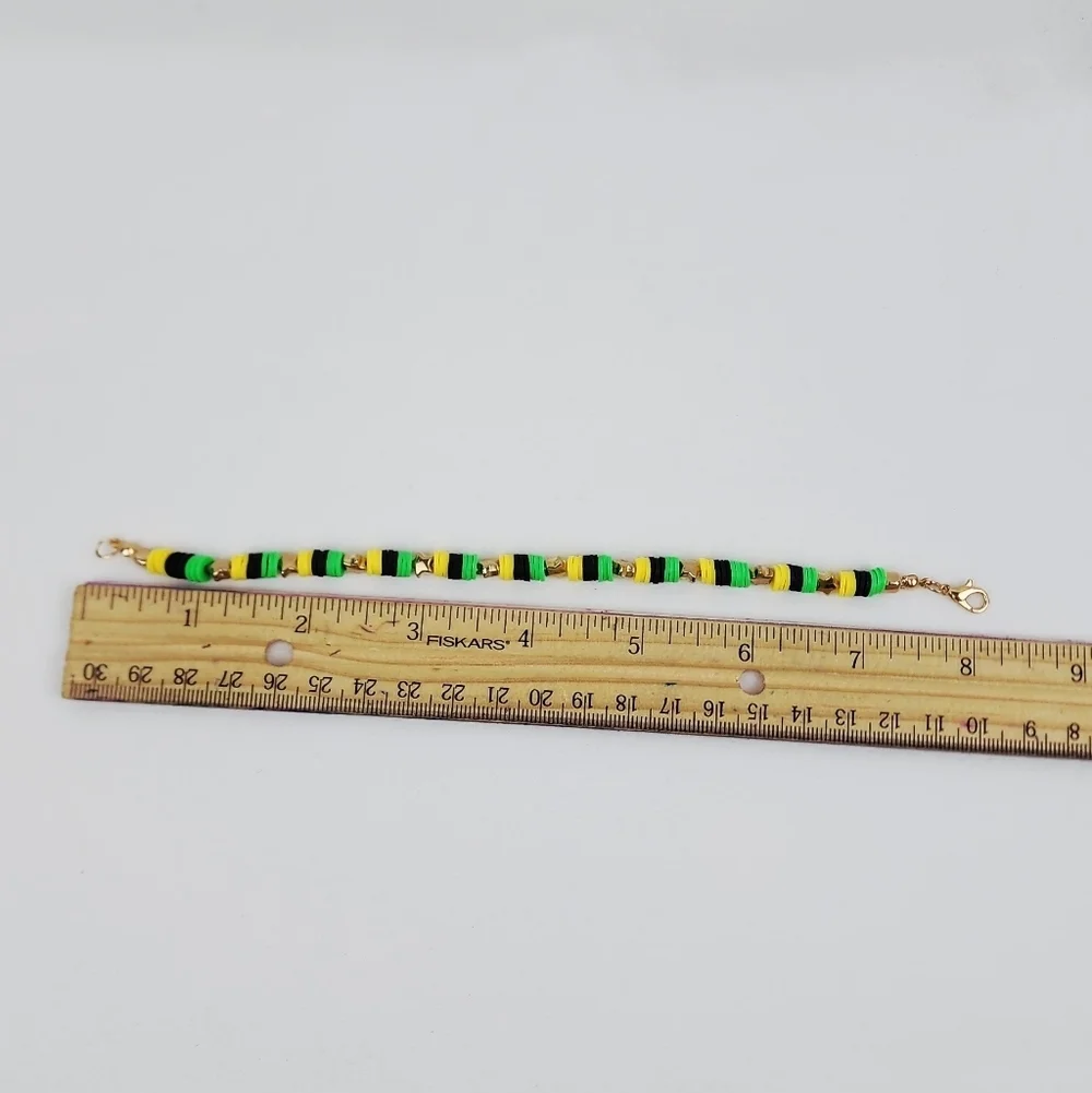 Handmade Black Green And Yellow Star Bracelet